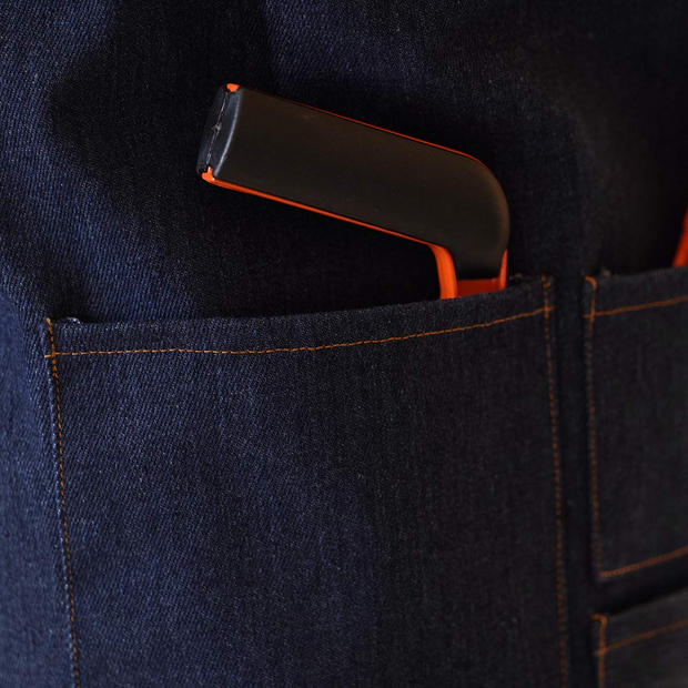 NEOVIVA Stylish Denim Apron for Chef Women Men with Multi-Purpose Tool Pockets, Professional Grilling BBQ Aprons