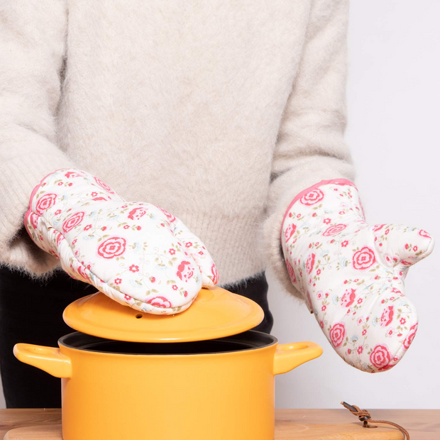NEOVIVA Quilted Cotton Heat Resistant Adult Oven Mitts, Set of 2
