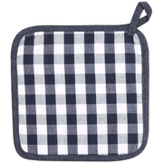 NEOVIVA Quilted Denim Kitchen Pot Holder Set of 2 with Loop, 8”x8” Hot Pot Holders Heat Resistant with Pocket for Easy Grip