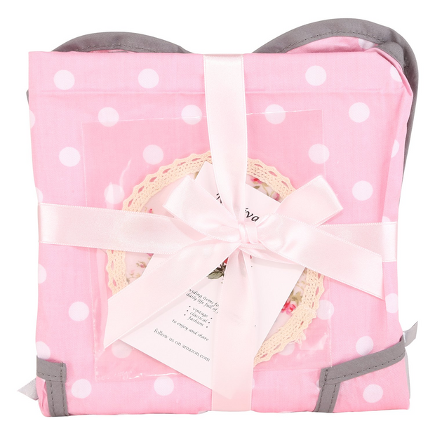 NEOVIVA Bib Aprons for Toddler Girls with Pockets, Lightweight Kids Chef Apron for Play Kitchen Style Wendy, Polka Dots Pink