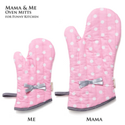 NEOVIVA Kitchen Oven Mitts for Adults, Heat Resistant Cotton Oven Gloves Set of 2 for Cooking Baking, Kitchen Gloves for Farmhouse Restaurant, Polka Dots Pink