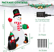 SEHNSY 6FT Christmas Inflatables Decorations for Yard Snowman Blow Up Inflatable Christmas Decoration with Colorful LED Lights for Outdoor Indoor Garden Outside Patio Roof Lawn Xmas Decor Gifts