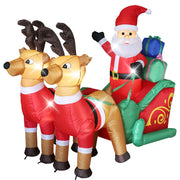 LUSHARBOR Christmas Inflatables Outdoor Decorations, Christmas Santa Claus on Sleigh with Reindeers & Gift Boxes, Blow up Xmas Yard Decorations with 6 Built-in LED Lights for Xmas Holiday Party