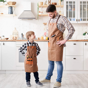 NEOVIVA Heavy Duty Work Apron for Kid Boys with Pockets and Adjustable Cross-Back Straps, Durable Canvas Tool Apron for Son, Style Drew, Golden Rod