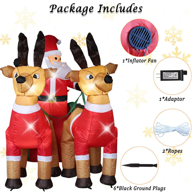 LUSHARBOR Christmas Inflatables Outdoor Decorations, Christmas Santa Claus on Sleigh with Reindeers & Gift Boxes, Blow up Xmas Yard Decorations with 6 Built-in LED Lights for Xmas Holiday Party