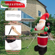 AFINETH 6FT Christmas Inflatable Santa Claus, Blow Up Santa with Merry Christmas Banner, Built-in LED Lights Outdoor Decorations Xmas Santa, Giant Blow Up Yard Decoration for Christmas, Holiday, Party
