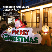 JOIONE 9.5FT Merry Christmas Inflatables with Santa, Reindeer & Gingerman, Build-in 5LED Lights Blow Up Christmas Inflatables Outdoor Decorations for Xmas Party, Indoor, Yard, Lawn, Garden Winter Decorations