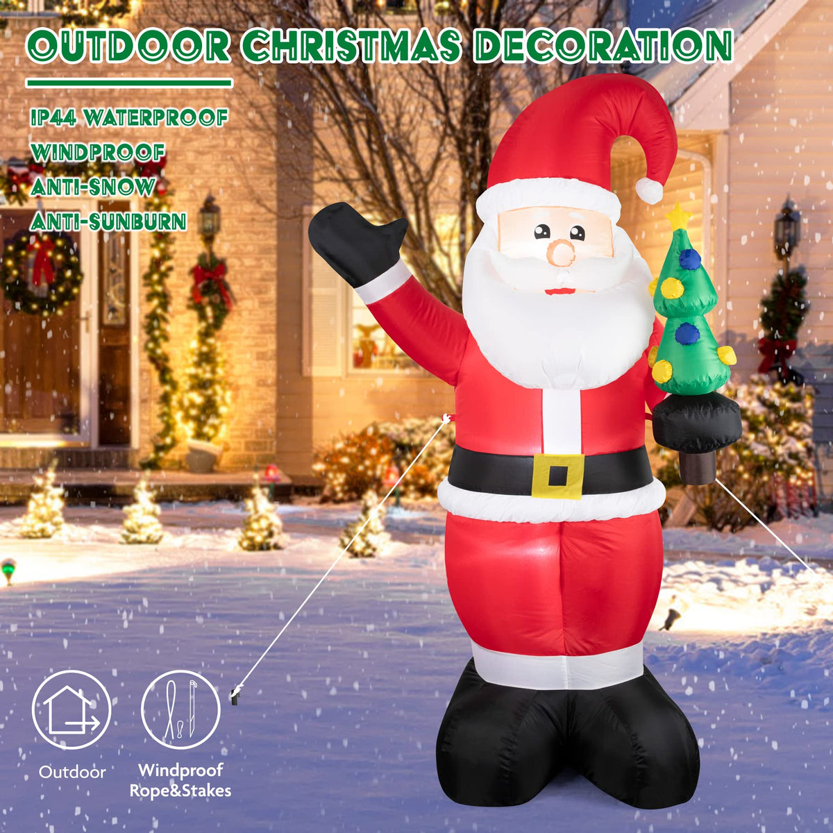 SEHNSY 6.5FT Christmas Inflatables Decorations for Yard Santa Claus Blow Up Inflatable Christmas Decoration with Bright LED Lights for Outdoor Indoor Garden Outside Patio Roof Lawn Xmas Decor Gifts