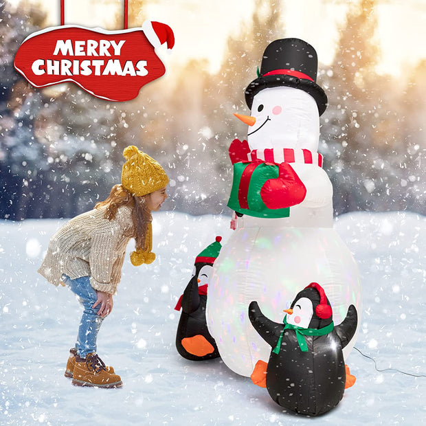 SEHNSY 6FT Christmas Inflatables Decorations for Yard Snowman Blow Up Inflatable Christmas Decoration with Colorful LED Lights for Outdoor Indoor Garden Outside Patio Roof Lawn Xmas Decor Gifts