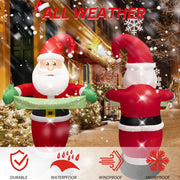AFINETH 6FT Christmas Inflatable Santa Claus, Blow Up Santa with Merry Christmas Banner, Built-in LED Lights Outdoor Decorations Xmas Santa, Giant Blow Up Yard Decoration for Christmas, Holiday, Party