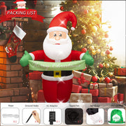 AFINETH 6FT Christmas Inflatable Santa Claus, Blow Up Santa with Merry Christmas Banner, Built-in LED Lights Outdoor Decorations Xmas Santa, Giant Blow Up Yard Decoration for Christmas, Holiday, Party