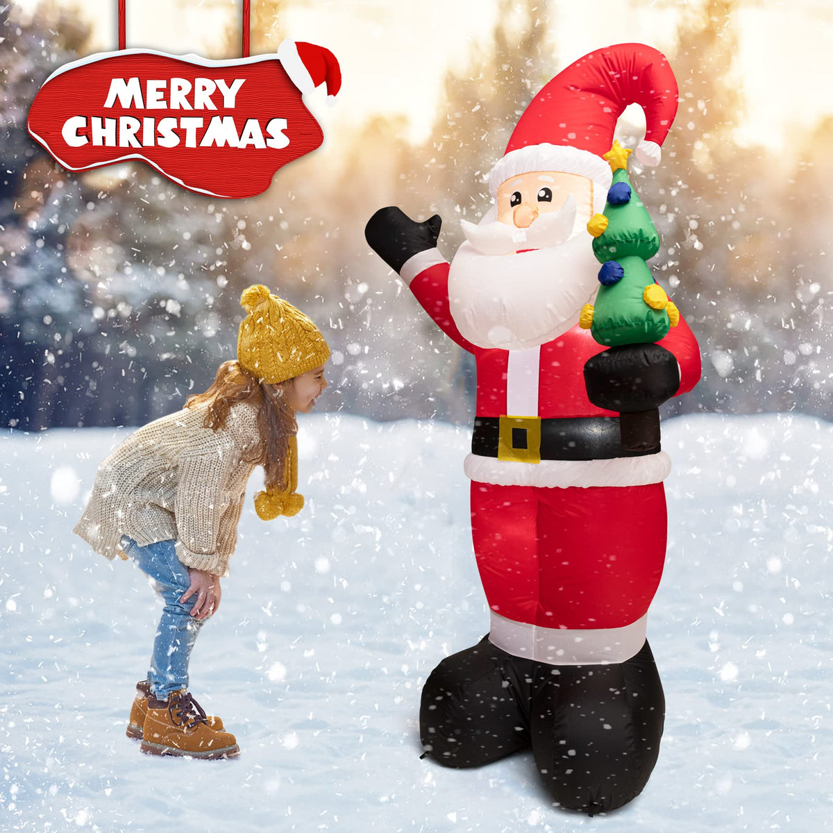 SEHNSY 6.5FT Christmas Inflatables Decorations for Yard Santa Claus Blow Up Inflatable Christmas Decoration with Bright LED Lights for Outdoor Indoor Garden Outside Patio Roof Lawn Xmas Decor Gifts