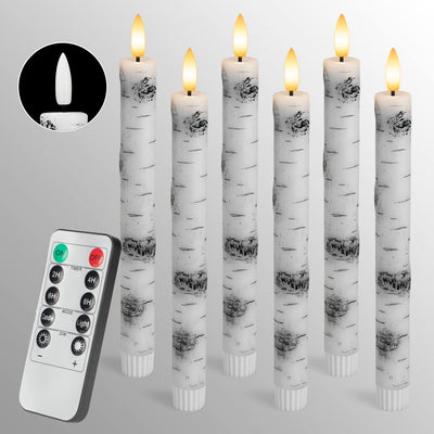 SEHNSY Real Wax Flameless Taper Candles with 2 Remote Timer,Dropping Wax Battery Operated LED Candles Set with 3D Flickering Flame,9.6" Ivory Realistic Candlesticks for Wedding Home Decor,6 Pack
