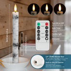 SEHNSY Real Wax Flameless Taper Candles with 2 Remote Timer,Dropping Wax Battery Operated LED Candles Set with 3D Flickering Flame,9.6" Ivory Realistic Candlesticks for Wedding Home Decor,6 Pack