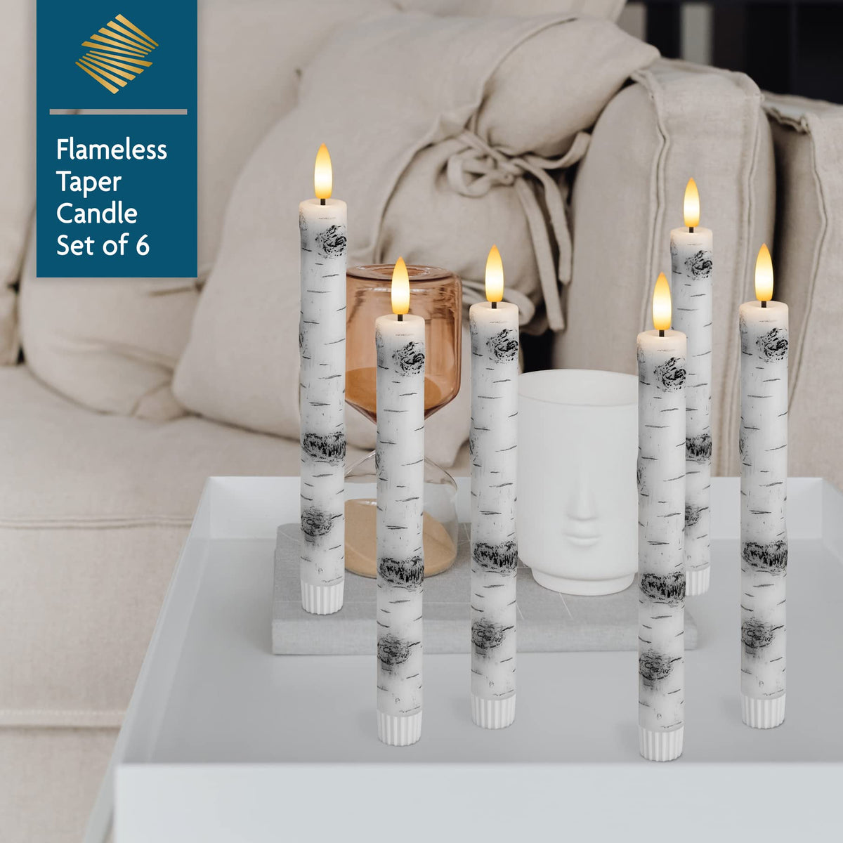 SEHNSY Real Wax Flameless Taper Candles with 2 Remote Timer,Dropping Wax Battery Operated LED Candles Set with 3D Flickering Flame,9.6" Ivory Realistic Candlesticks for Wedding Home Decor,6 Pack