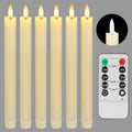 SEHNSY Real Wax Flameless Taper Candles with Remote Timer,Battery Operated LED Candles Set with 3D Flickering Flame,9.6" Ivory Realistic Dripless Candlesticks for Wedding Home Decor,6 Pack