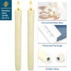 SEHNSY Real Wax Flameless Taper Candles with 2 Remote Timer,Dropping Wax Battery Operated LED Candles Set with 3D Flickering Flame,9.6" Ivory Realistic Candlesticks for Wedding Home Decor,6 Pack