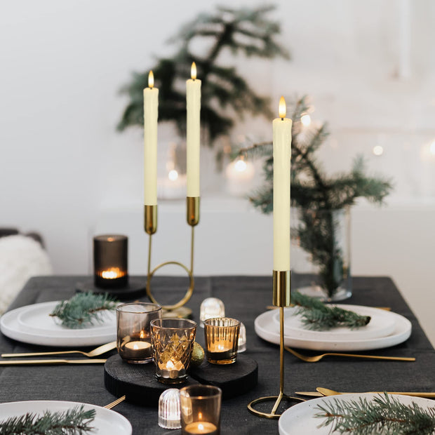 SEHNSY Real Wax Flameless Taper Candles with 2 Remote Timer,Dropping Wax Battery Operated LED Candles Set with 3D Flickering Flame,9.6" Ivory Realistic Candlesticks for Wedding Home Decor,6 Pack