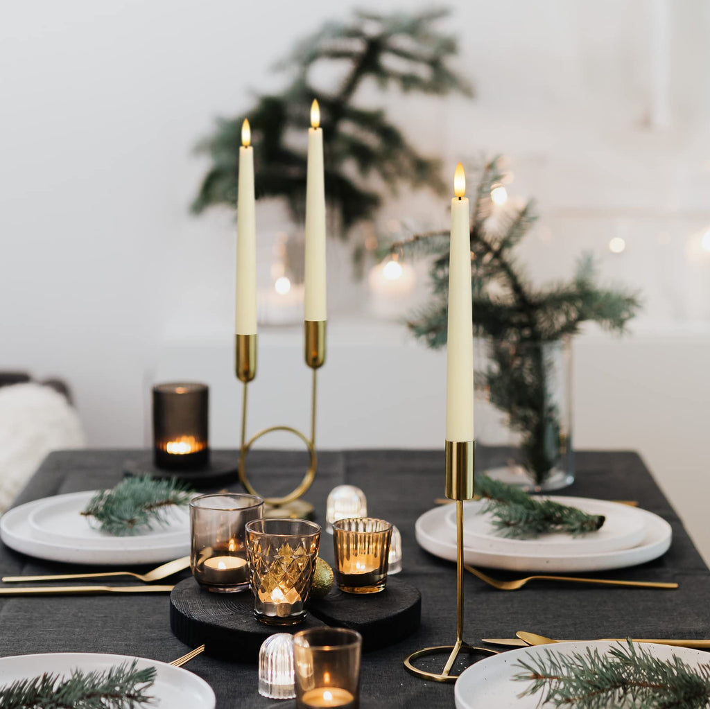 SEHNSY Real Wax Flameless Taper Candles with 2 Remote Timers,Battery Operated LED Candles Set with 3D Flickering Flame,9.6" Ivory Realistic Dripless Candlesticks for Wedding Home Decor,6 Pack