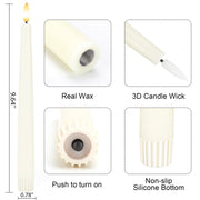 AFINETH Flameless Taper Candles with 3D Wick, 9.6" Real Wax LED Candles with Remote and Timer, 3 Pack Flickering Candlesticks Battery Operated, Classic Tall Taper Candles for Home, Wedding, Party