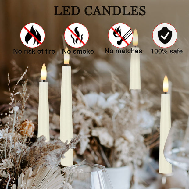 AFINETH Flameless Taper Candles with 3D Wick, 9.6" Real Wax LED Candles with Remote and Timer, 3 Pack Flickering Candlesticks Battery Operated, Classic Tall Taper Candles for Home, Wedding, Party