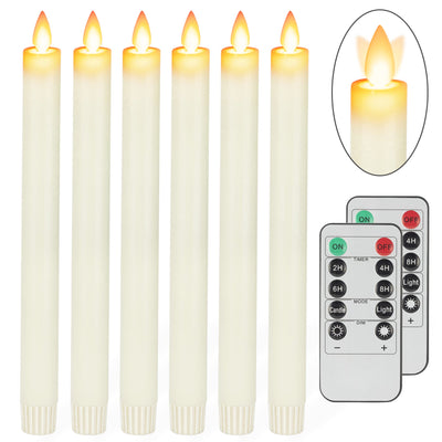 AFINETH Flameless Taper Candles with Moving Wick, 9.6" Real Wax LED Candles with Remote and Timer, 2 Pack Flickering Candlesticks Battery Operated Electric Candles for Home, Wedding, Party, Decor, Ivory