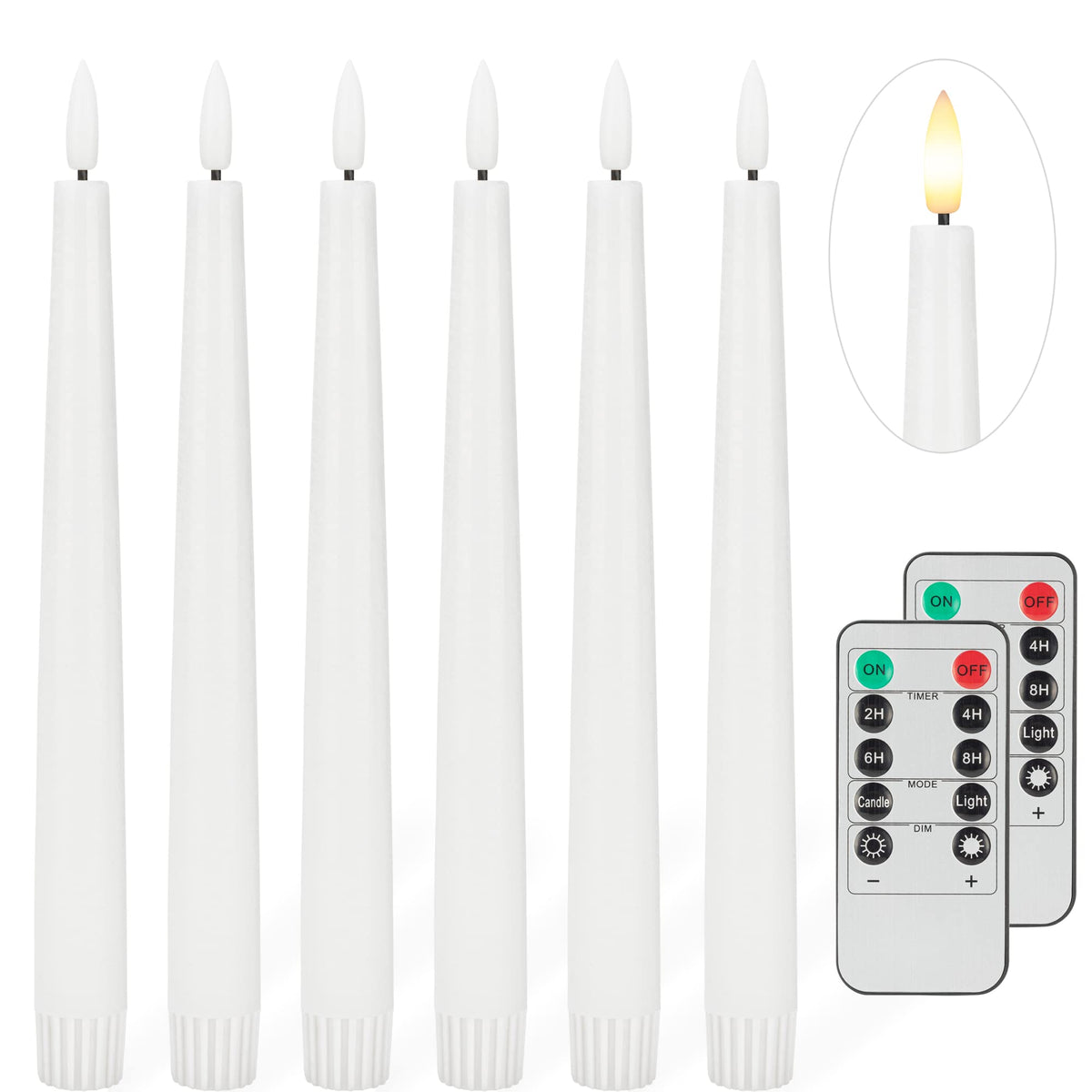 AFINETH Flameless Taper Candles with 3D Wick, 9.6" Real Wax LED Candles with Remote and Timer, 3 Pack Flickering Candlesticks Battery Operated, Classic Tall Taper Candles for Home, Wedding, Party