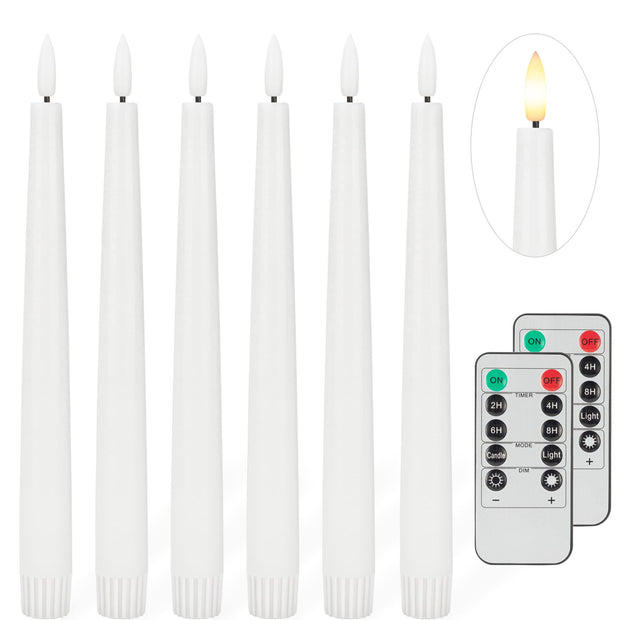 AFINETH Flameless Taper Candles with 3D Wick, 9.6" Real Wax LED Candles with Remote and Timer, 3 Pack Flickering Candlesticks Battery Operated, Classic Tall Taper Candles for Home, Wedding, Party