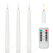 AFINETH Flameless Taper Candles with 3D Wick, 9.6" Real Wax LED Candles with Remote and Timer, 3 Pack Flickering Candlesticks Battery Operated, Classic Tall Taper Candles for Home, Wedding, Party