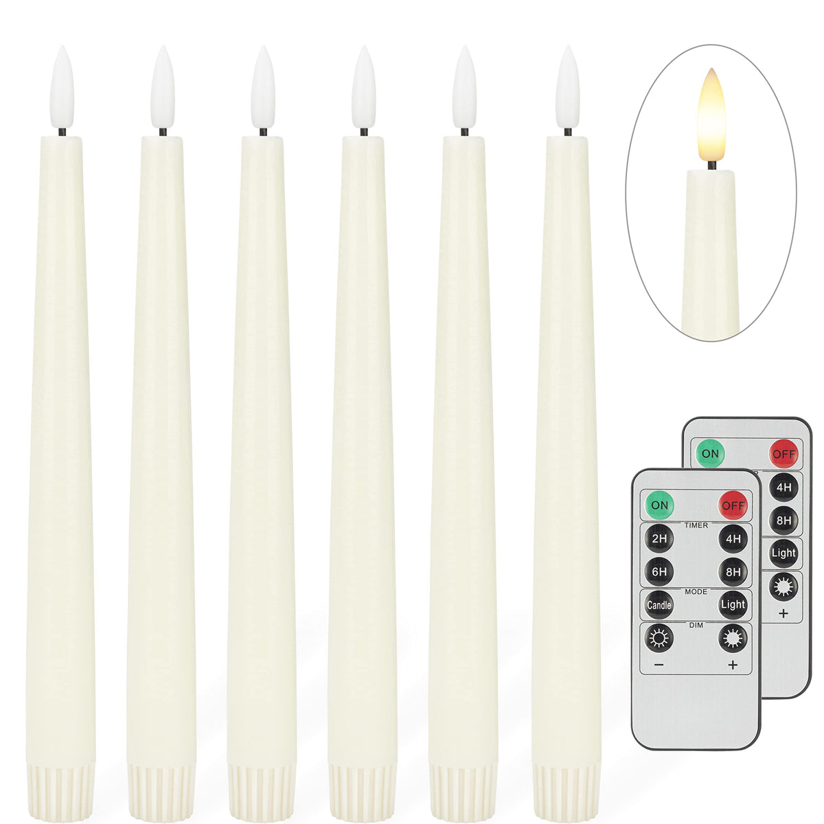 AFINETH Flameless Taper Candles with 3D Wick, 9.6" Real Wax LED Candles with Remote and Timer, 3 Pack Flickering Candlesticks Battery Operated, Classic Tall Taper Candles for Home, Wedding, Party