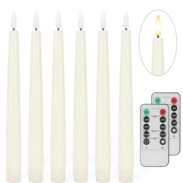 AFINETH Flameless Taper Candles with 3D Wick, 9.6" Real Wax LED Candles with Remote and Timer, 3 Pack Flickering Candlesticks Battery Operated, Classic Tall Taper Candles for Home, Wedding, Party