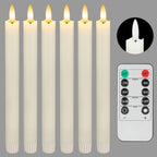 SEHNSY Real Wax Flameless Taper Candles with Remote Timer,Battery Operated LED Candles Set with 3D Flickering Flame,9.6" Ivory Realistic Dripless Candlesticks for Wedding Home Decor,6 Pack