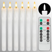 SEHNSY Real Wax Flameless Taper Candles with 2 Remote Timer,Dropping Wax Battery Operated LED Candles Set with 3D Flickering Flame,9.6" Ivory Realistic Candlesticks for Wedding Home Decor,6 Pack