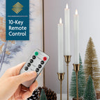 SEHNSY Real Wax Flameless Taper Candles with Remote Timer,Battery Operated LED Candles Set with 3D Flickering Flame,9.6" Ivory Realistic Dripless Candlesticks for Wedding Home Decor,6 Pack