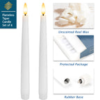 SEHNSY Real Wax Flameless Taper Candles with 2 Remote Timers,Battery Operated LED Candles Set with 3D Flickering Flame,9.6" Ivory Realistic Dripless Candlesticks for Wedding Home Decor,6 Pack