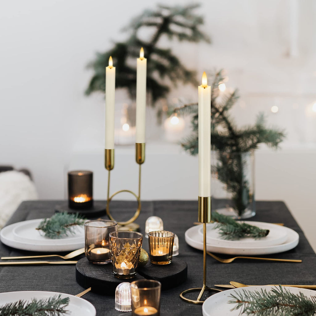SEHNSY Real Wax Flameless Taper Candles with Remote Timer,Battery Operated LED Candles Set with 3D Flickering Flame,9.6" Ivory Realistic Dripless Candlesticks for Wedding Home Decor,6 Pack