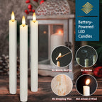SEHNSY Real Wax Flameless Taper Candles with Remote Timer,Battery Operated LED Candles Set with 3D Flickering Flame,9.6" Ivory Realistic Dripless Candlesticks for Wedding Home Decor,6 Pack