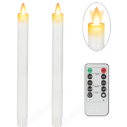 AFINETH Flameless Taper Candles with Moving Wick, 9.6" Real Wax LED Candles with Remote and Timer, 2 Pack Flickering Candlesticks Battery Operated Electric Candles for Home, Wedding, Party, Decor, Ivory