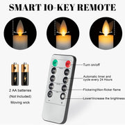 AFINETH Flameless Taper Candles with Moving Wick, 9.6" Real Wax LED Candles with Remote and Timer, 2 Pack Flickering Candlesticks Battery Operated Electric Candles for Home, Wedding, Party, Decor, Ivory