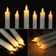AFINETH Flameless Taper Candles with Moving Wick, 9.6" Real Wax LED Candles with Remote and Timer, 2 Pack Flickering Candlesticks Battery Operated Electric Candles for Home, Wedding, Party, Decor, Ivory