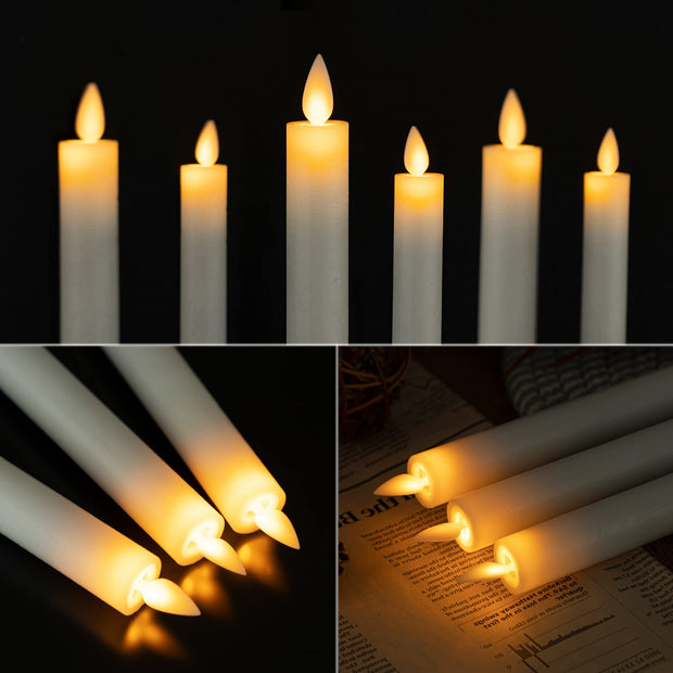 AFINETH Flameless Taper Candles with Moving Wick, 9.6" Real Wax LED Candles with Remote and Timer, 2 Pack Flickering Candlesticks Battery Operated Electric Candles for Home, Wedding, Party, Decor, Ivory