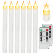 AFINETH Flameless Taper Candles with Moving Wick, 9.6" Real Wax LED Candles with Remote and Timer, 2 Pack Flickering Candlesticks Battery Operated Electric Candles for Home, Wedding, Party, Decor, Ivory
